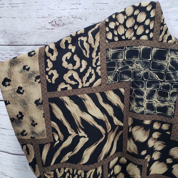 Sag Harbor Woman Black Brown Mixed Print Short Sleeve Midi Dress Size 26W - Picture 6 of 13